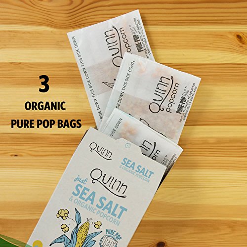 Quinn Popcorn Microwave Popcorn - Made with Organic Non-GMO Corn - Great Snack Food for Movie Night {Just Sea Salt, 3 Boxes} thumbnail
