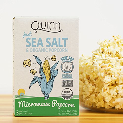 Quinn Popcorn Microwave Popcorn - Made with Organic Non-GMO Corn - Great Snack Food for Movie Night {Just Sea Salt, 3 Boxes} thumbnail