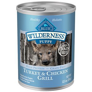 Blue Buffalo Blue Wilderness Grain Free Turkey and Chicken Grill Puppy Recipe Canned Dog Food 12.5oz