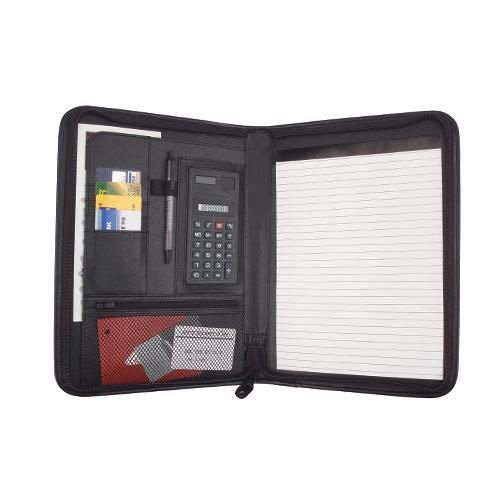 ImpecGear Professional Zippered Padfolio Organizer Document Holder W/ Notepad & Pend Holder, Interior 10.1 Inch Tablet Sleeve, Black (10