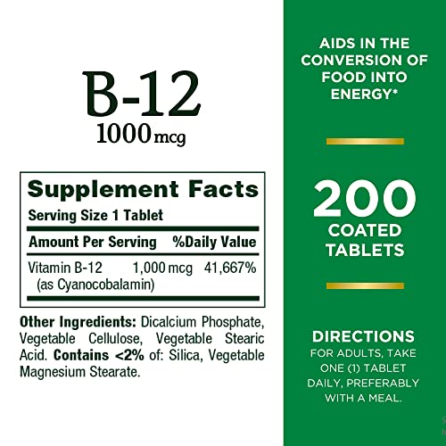 Nature's Bounty Vitamin B12, Supports Energy Metabolism, Tablets, 1000mcg, 200 Ct thumbnail