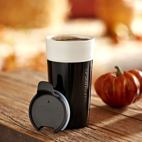 Starbucks Stainless Steel & Ceramic Tumbler Black & White, 12 Fl Oz