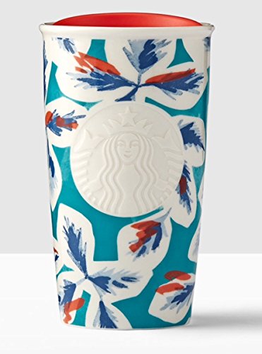 Starbucks Teal Leaves Double Wall Traveler 12 Oz 2017
