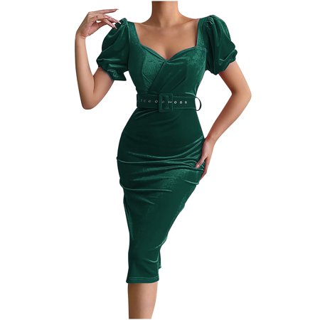 Womens Dresses 2022 Dress Fashion Women Casual Sexy V-Neck Solid Short Sleeve Summer Belt Party Dress Sun Dress for Women 2658