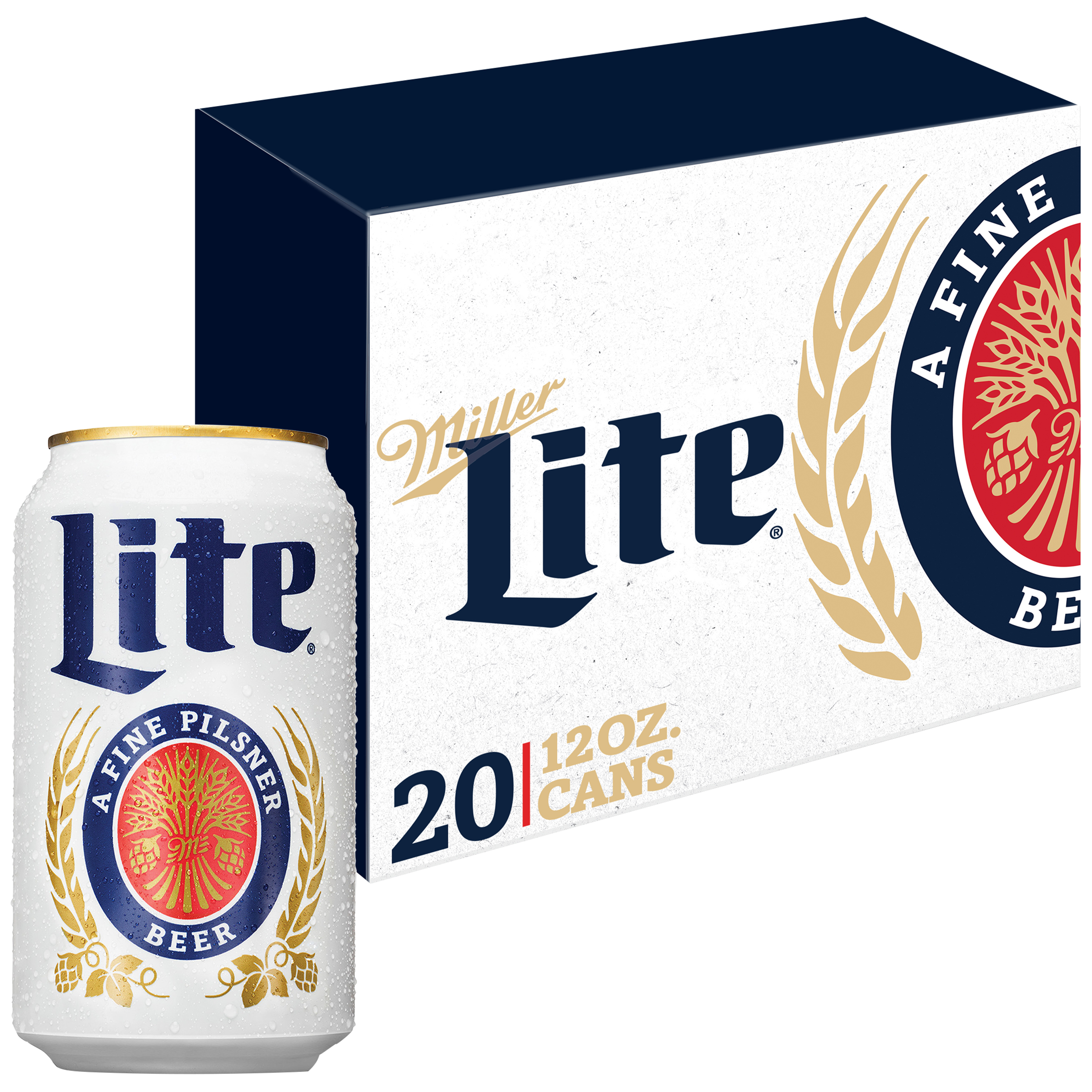 Miller Lite Beer, American Lager, 20 Pack Light Beer, 12 Fl. Oz. Cans, 4.2% ABV