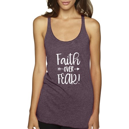 True Way 1253 - Women S Tank-Top Faith Over Fear Script XL Vintage Purple