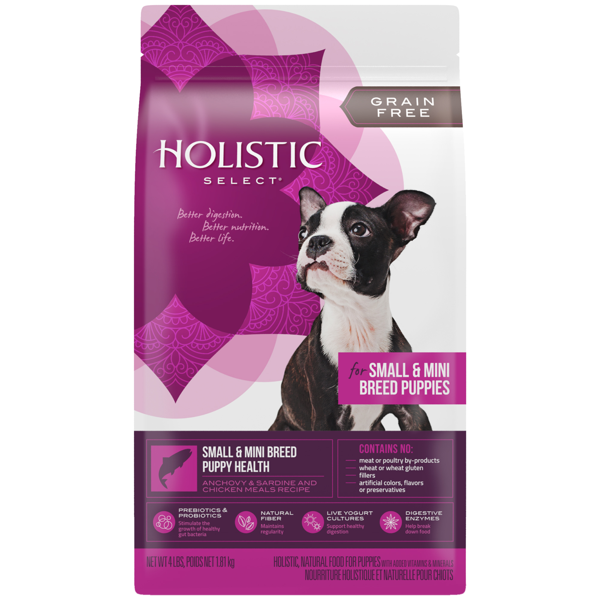 Holistic Select Small & Mini Breed Puppy Health Anchovy, Sardine & Chicken Meals Recipe Dry Dog Food, 4-lb Bag
