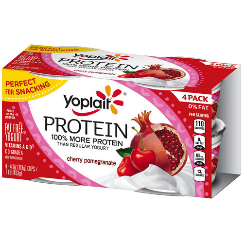 Yoplait Protein Cherry Pomegranate Fat Free Yogurt Cups, 4 Oz, 4 Count