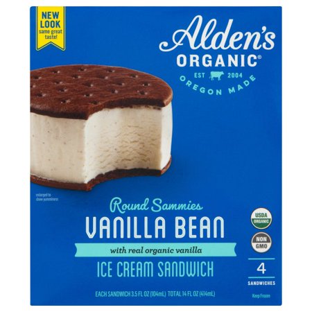 Aldens Organic Vanilla Bean Ice Cream Sandwich  14 Fluid Ounce -- 12 per Case.