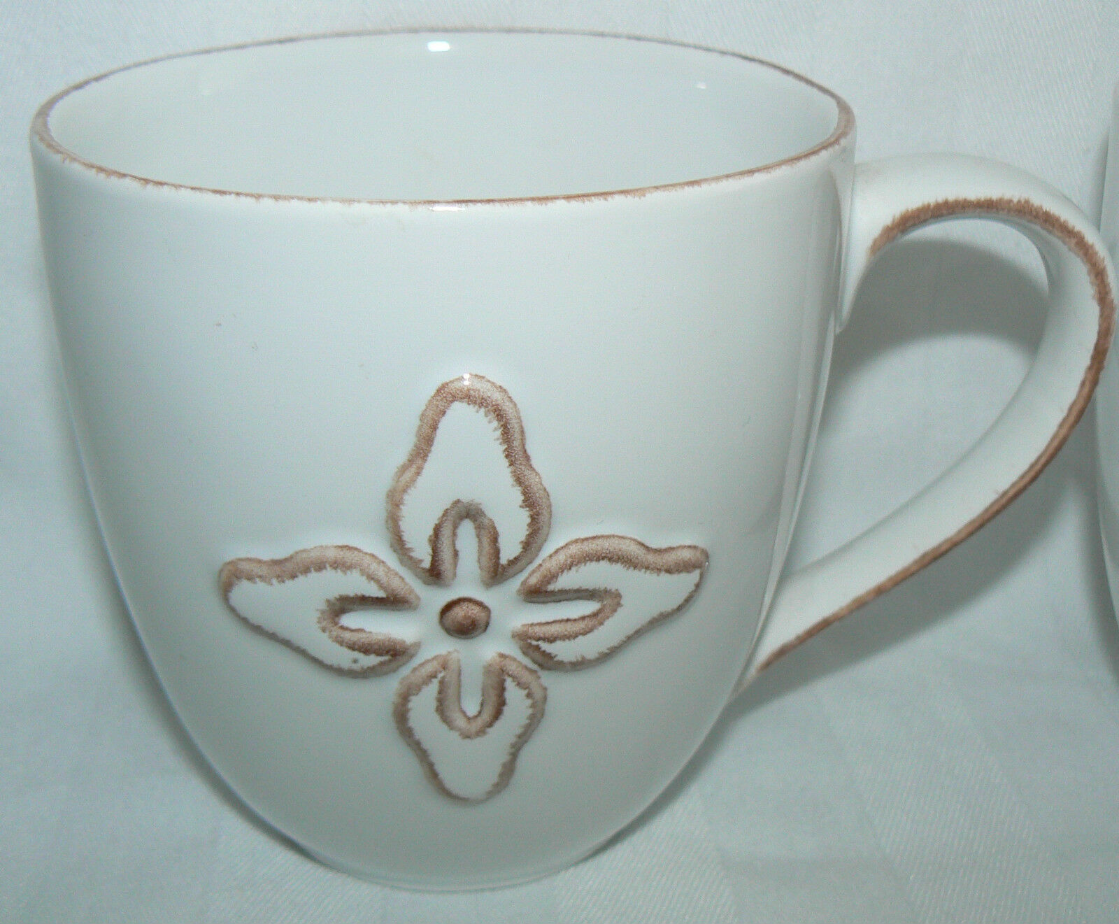 Starbucks 2008 12 Oz Pair Set of 2 Brown Flower Mugs Cups thumbnail