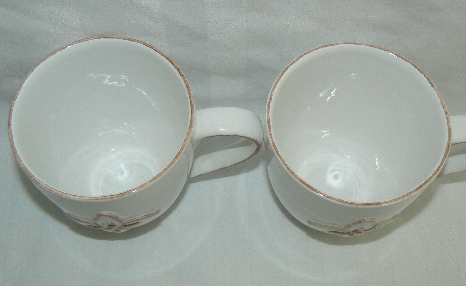 Starbucks 2008 12 Oz Pair Set of 2 Brown Flower Mugs Cups thumbnail