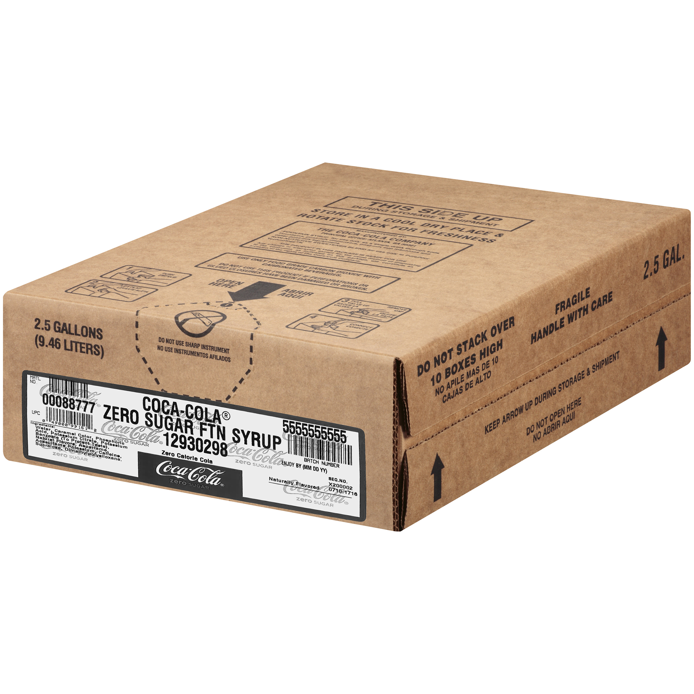 Coca-Cola Zero Sugar Fountain Soda Syrup  2.5 Gallon  Bag in a Box