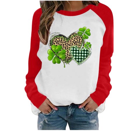 Womens Casual Patchwork Graphic Tshirt Long Sleeves Round Neck Tee Tops Summer Sexy Workout T Shirts Ladies Going Out Party Prom Tees A525-2540