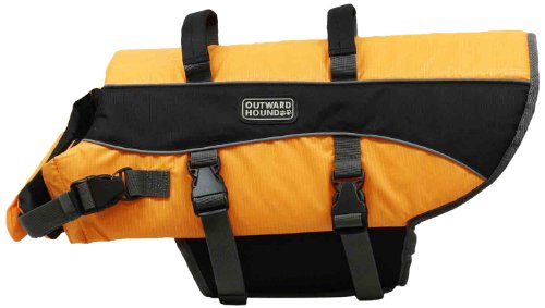 Kyjen 2518 Dog Life Jacket Quick Release Easy-Fit Adjustable Dog Life Preserver, Large, Orange