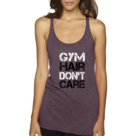 True Way 1455 - Women S Tank-Top Gym Hair Don T Care Workout Exercise Fitness Health XL Vintage Purple