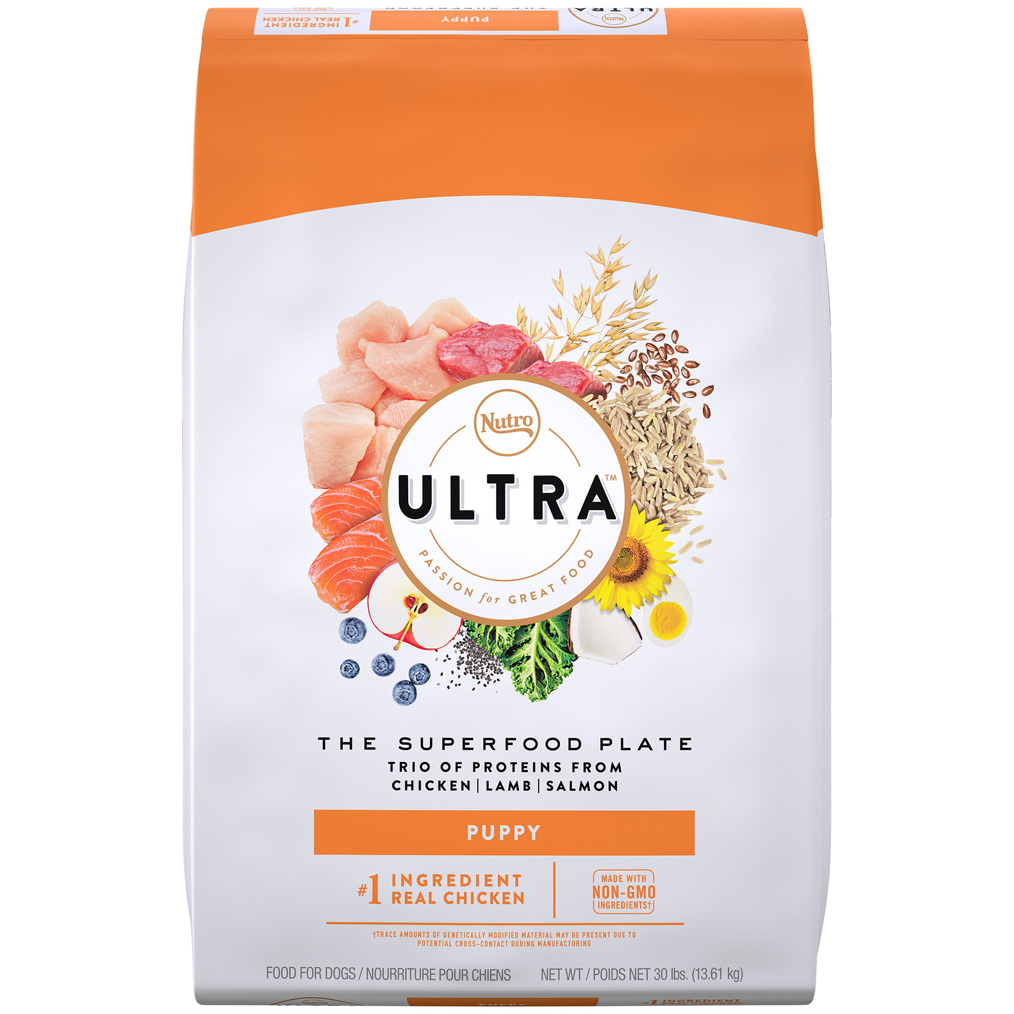 Nutro Ultra High Protein Natural Dry Dog Puppy Food with a Trio of Proteins from Chicken Lamb and Salmon  30 Lb. Bag