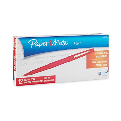Paper Mate Flair Porous-Point Felt Tip Pen, Medium Tip, 12-Pack, Red (8420152) thumbnail