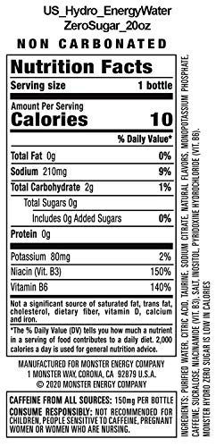 (12 Bottles) Monster Hydro Zero Sugar  Energy + Water  20 Fl Oz thumbnail