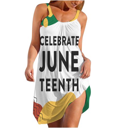 Onlywo Summer Dresses for Women 2022 Casual  Women S Casual Sling Dress Sleeveless Round Neck Loose Beach Dress Trendy Comfy Juneteenth Day Mini Dress