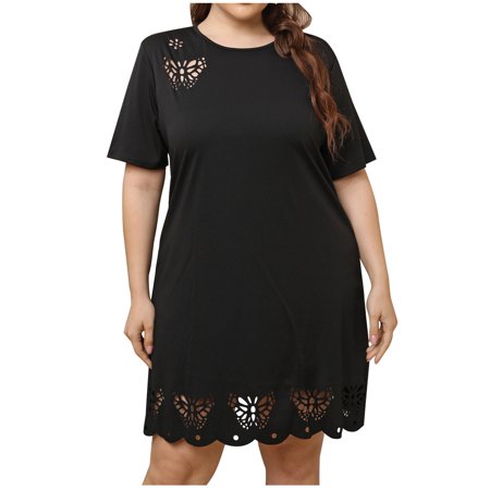 Summer Dress  Womens Womens Large Short Sleeved Burnt Out Dress Dresses for Women US 0492