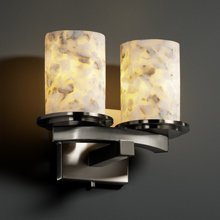 Justice Design Group ALR-8775-10-DBRZ Alabaster Rocks! Collection Dakota 2-Light Curved-Bar Wall Sconce