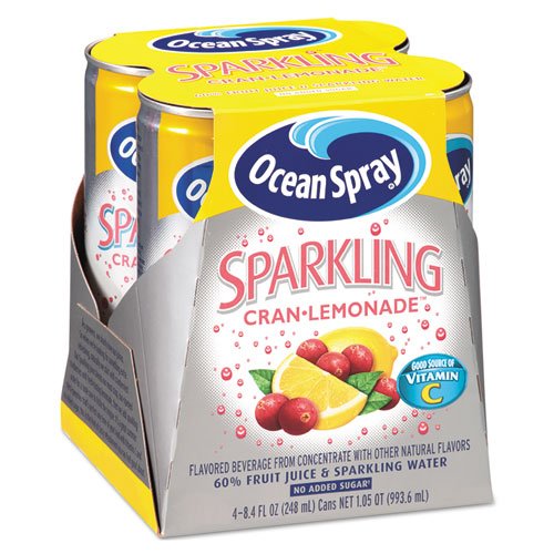 Ocean Spray Sparkling Juice, Citrus, 8.4 Oz Can, 4/Pack