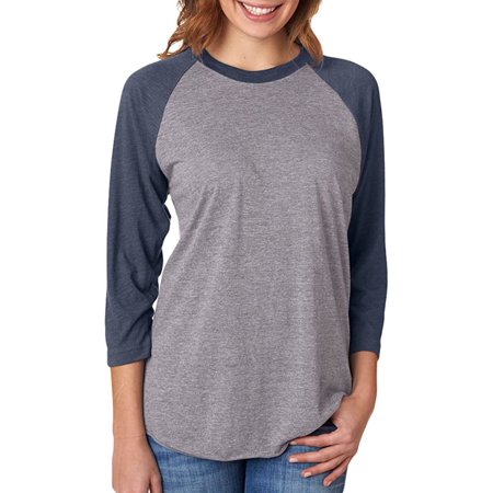 Next Level Unisex Triblend 3/4-Sleeve Raglan - VIN NVY/ PR HTHR - M - (Style # 6051 - Original Label)