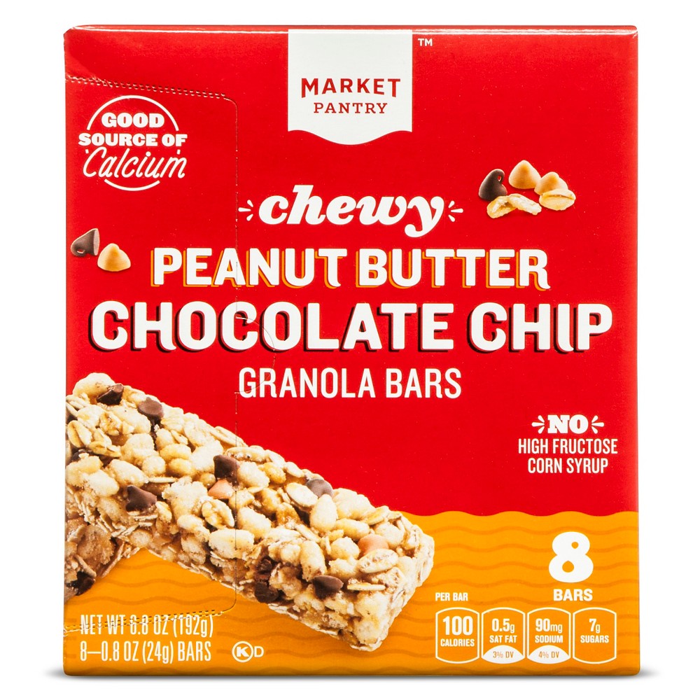 Peanut Butter Chocolate Chip Chewy Granola Bars 8ct - Market Pantry Image