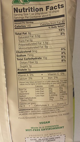 The Better Chip Tortilla Chips, Jalapeno and Sea Salt, 6.4 Ounce thumbnail