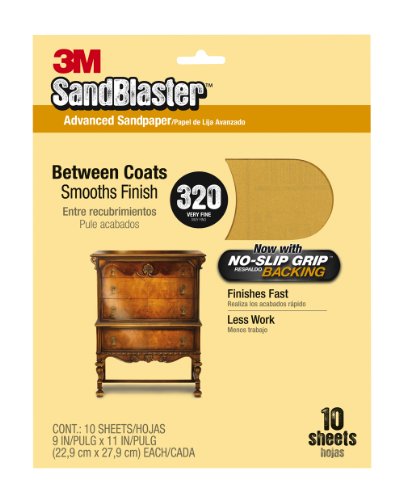 SandBlaster 21320-CCG  Sandpaper with No Slip Grip Backing, 320 Grit, 9 by 11-Inch, 10 per Pack