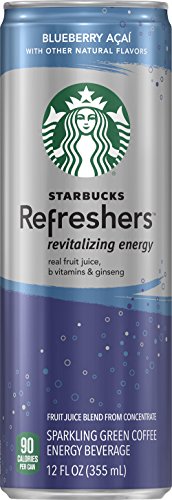 Starbucks Refreshers, Blueberry Acai, 12 Ounce Sleek Cans (Pack of 12)