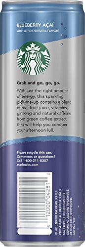 Starbucks Refreshers, Blueberry Acai, 12 Ounce Sleek Cans (Pack of 12) thumbnail