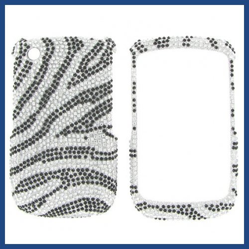 Blackberry 9330/ 9300/ 8530/ 8520 (Curve) Full Diamond Silver Zebra Protective Case