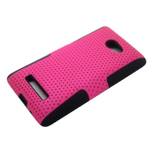 Hot Pink Black Apex Perforated Hard Case Gel Cover for HTC WINDOWS PHONE 8X/6990 thumbnail