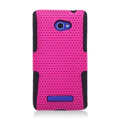 Hot Pink Black Apex Perforated Hard Case Gel Cover for HTC WINDOWS PHONE 8X/6990 thumbnail