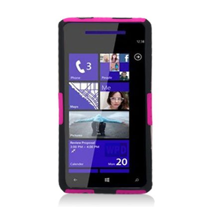 Hot Pink Black Apex Perforated Hard Case Gel Cover for HTC WINDOWS PHONE 8X/6990 thumbnail