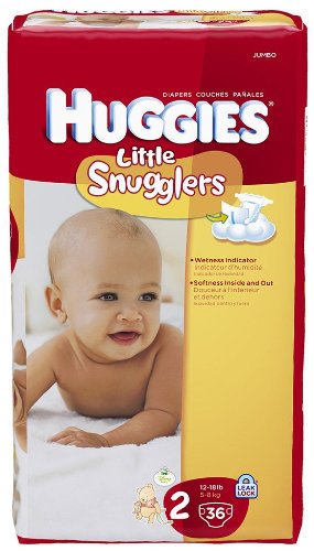 Huggies Little Snugglers Diapers, Jumbo Pack, Size 2, 12-18 Lbs, 36 Ea