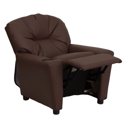 Cuero BT-7950-R-BRN-LEA-GG Contemporáneo Marrón Niños Reclinable Con Holder Copa thumbnail