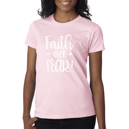 True Way 1253 - Women S T-Shirt Faith Over Fear Script XL Light Pink