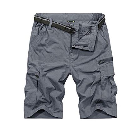 Jessie Kidden Mens Outdoor Casual Expandable Waist Lightweight Water Resistant Quick Dry Fishing Hiking Shorts #6222-Grey 32