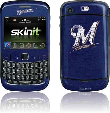 MLB - Milwaukee Brewers - Milwaukee Brewers - Solid Distressed - BlackBerry Curve 8530 - Skinit Skin thumbnail