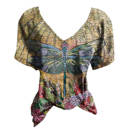 Onlywo Fashion Women Summer Short Sleeve Tops V Neck Loose Pullover Floral Print Trendy Comfortable T Shirt Blouse