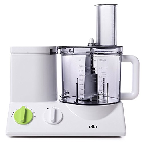Braun FP3020 12 Cup Food Processor Ultra Quiet Powerful Motor, Includes 7 Attachment Blades + Chopper and Citrus Juicer , Made in Europe with German E