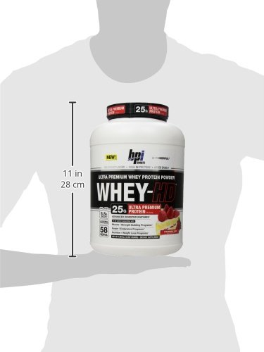 BPI Sports Whey-HD Ultra Premium Whey Protein Powder, Strawberry Cake, 4.5 Pound thumbnail