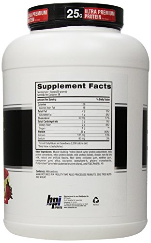 BPI Sports Whey-HD Ultra Premium Whey Protein Powder, Strawberry Cake, 4.5 Pound thumbnail