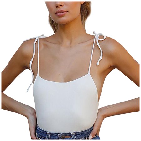 Womens Casual Slim Backless Bage Tie up Cropped Sleeveless Vest Tops Summer Sexy Workout T Shirts Ladies Going Out Party Prom Tees A525-14838
