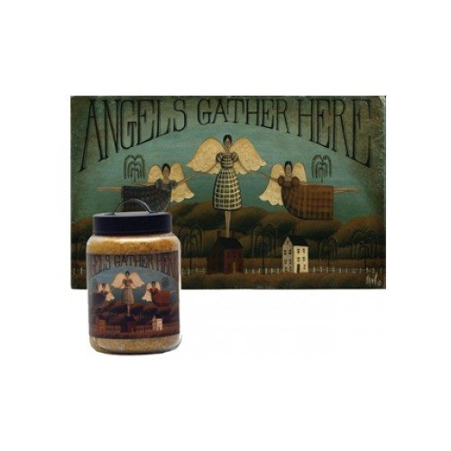 Goose Creek 64-Ounce Angel Kiss Jar Candle with Angels Gather Here Folk Art thumbnail