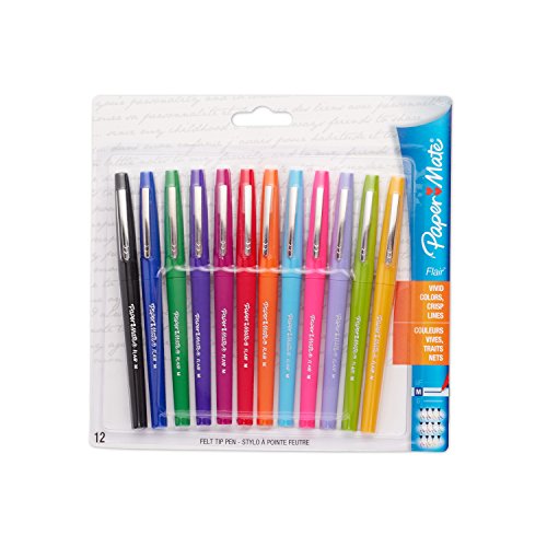 Paper Mate Flair Porous-Point Felt Tip Pen, Medium Tip, 12-Pack, Fashion Colors (74423)