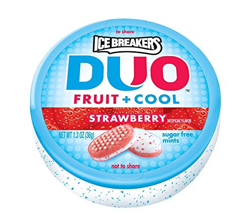 ICE BREAKERS Duo Sugar Free Mints, Strawberry, 1.3 Ounce (Pack of 8)