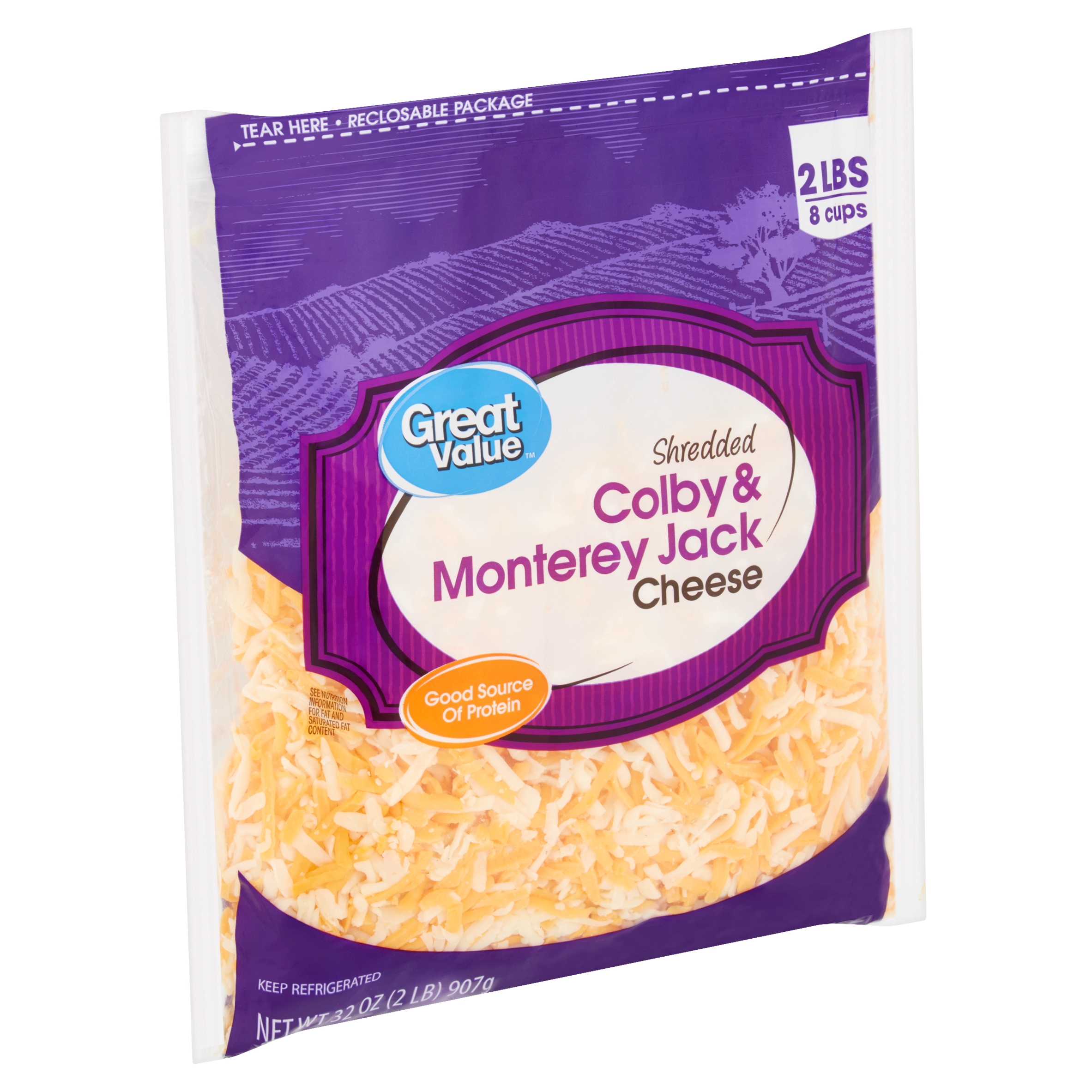 Great Value Shredded Colby & Monterey Jack Cheese, 32 Oz Image